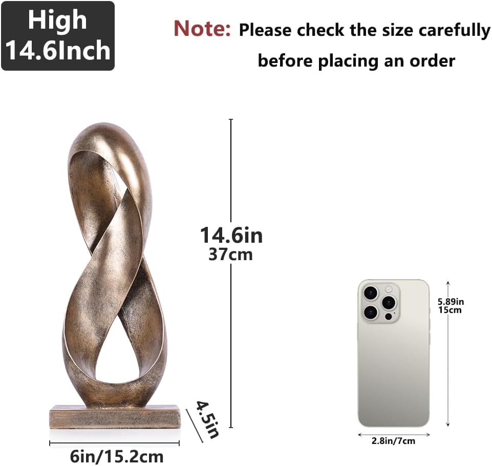 Large Knot Decor Statue Tall / Bronze / 14.6 Inch