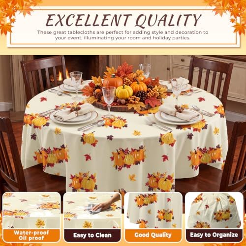 6 Pack Thanksgiving Pumpkin Disposable Plastic Tablecloth 54" x 108" Autumn Party Table Cloths Disposable for Thanksgiving Party Decorations Indoor or Outdoor Birthdays Buffet Table