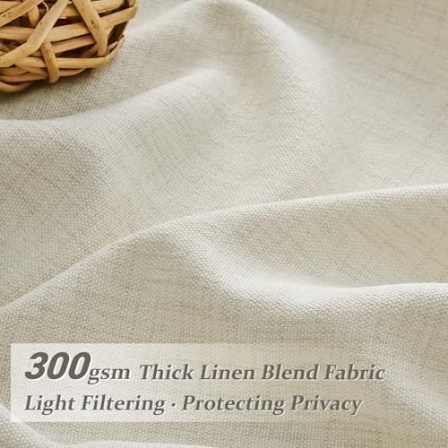 Cream Pinch Pleated Light Filtering Patio Sliding Glass Door Curtains 92 Inches Long 2 Panels Set, Memory Shape Natural