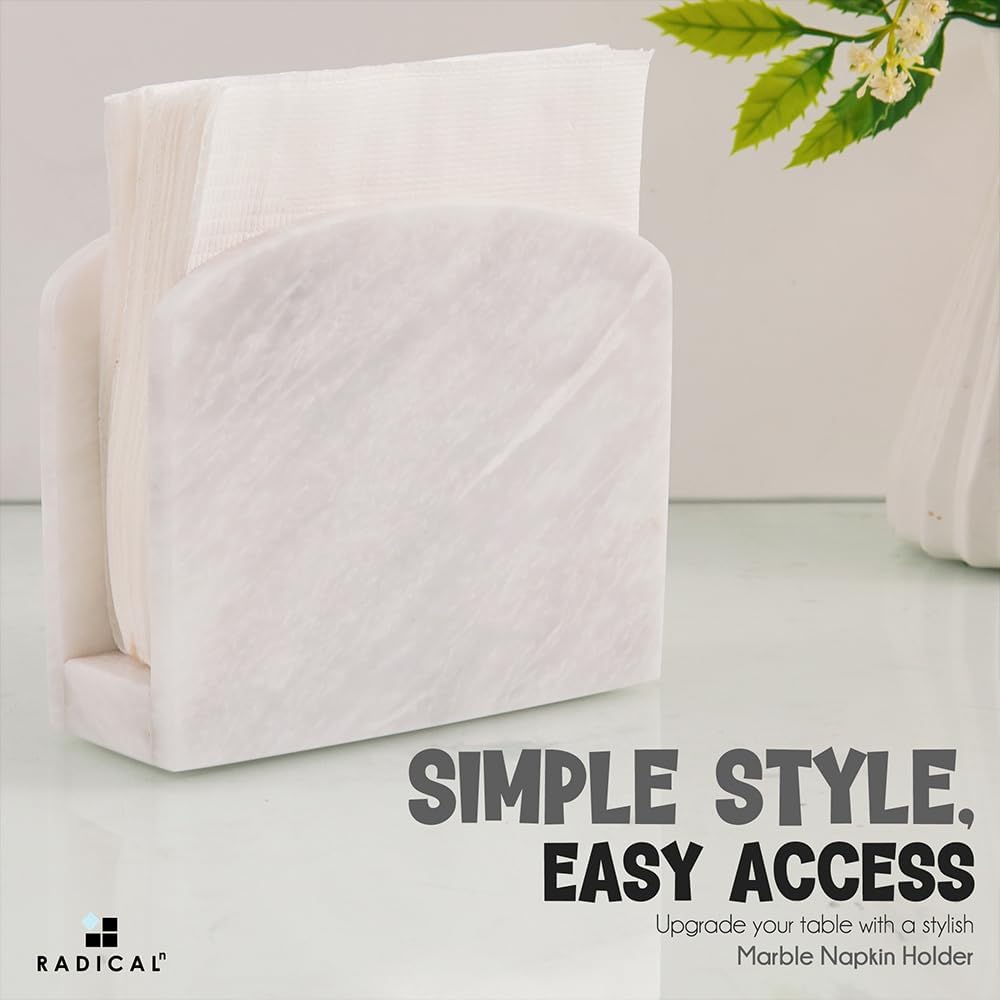 Marble Napkin Holder 5.5" Handmade Dining Table Napkins Holder / White