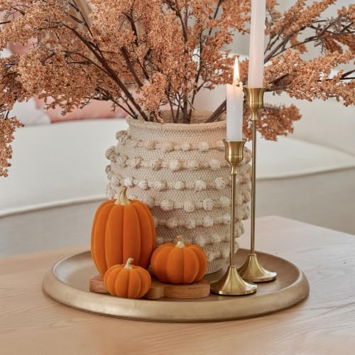 DN DECONATION Fall Pumpkin Decor, Fake Flocked Pumpkin Decoration for Home