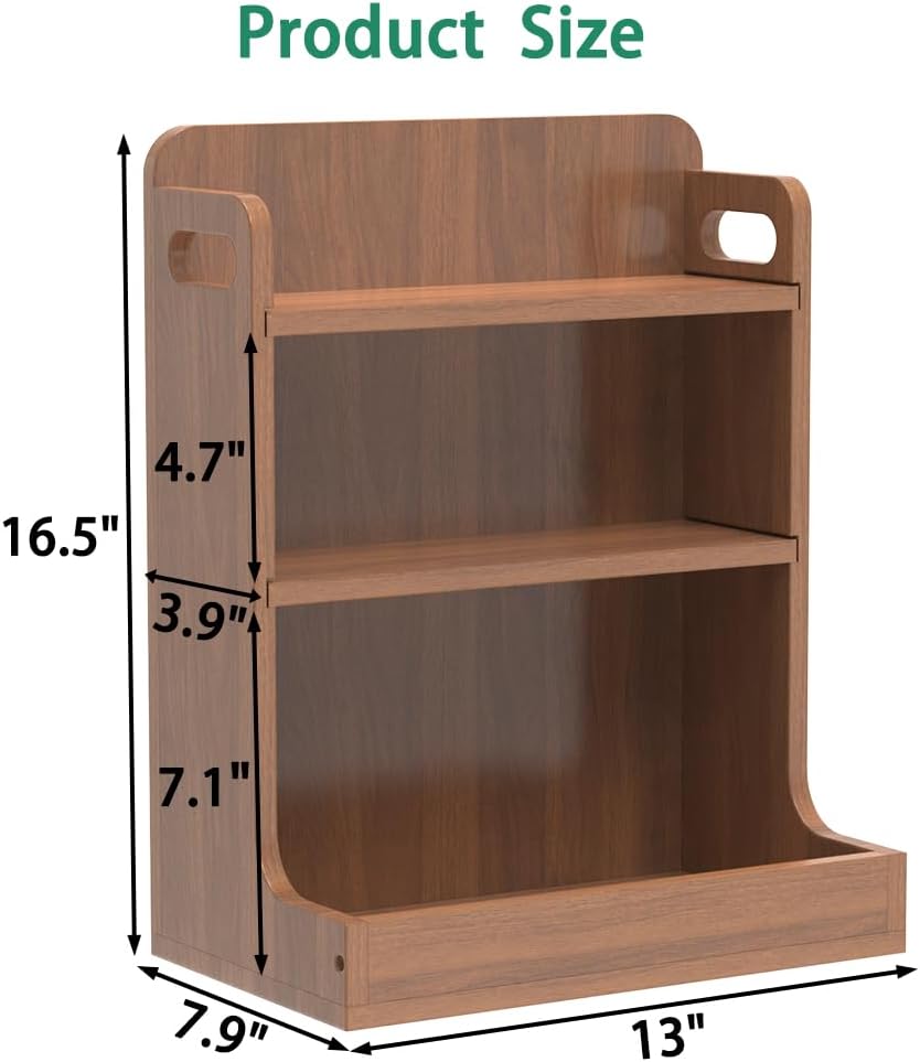 Solid Wood 3-Tier Spice Rack Countertop Organizer Kitchen Storage Shelf | Sturdy wood desktop shelf for spices, coffee