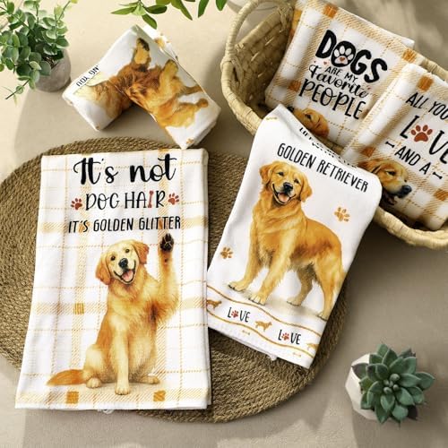 Redbaker 6 Pcs Golden Retriever Kitchen Towels Funny Dish Towel Gifts