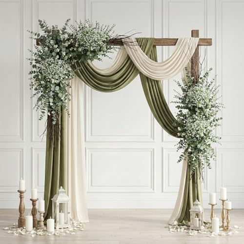 lovemoon 200 Pcs Mixed Greenery Artificial Eucalyptus Stems, Baby Breath Artificial Flowers Bulk and Eucalyptus Leaves for Wedding Bouquets Home Office Floral Decor (200, Green and White)