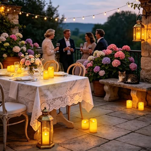 antizer Flameless Candles 9 Pack Plastic LED Ivory Pillars with 2 Remotes & Timer, Battery Operated Outdoor Decor for Garden Patio, Wedding & Home Festival (Ivory - 3" D x 9 Pack)