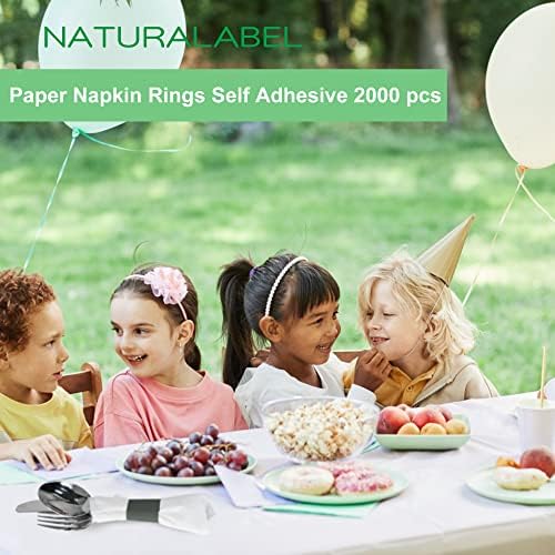 NATURALABEL Self-Adhesive Napkin Bands, Pack of 2,000, Black