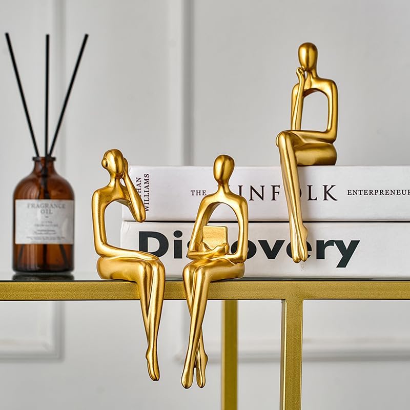 Bookshelf Desk Figurines / Gold / Set of 3