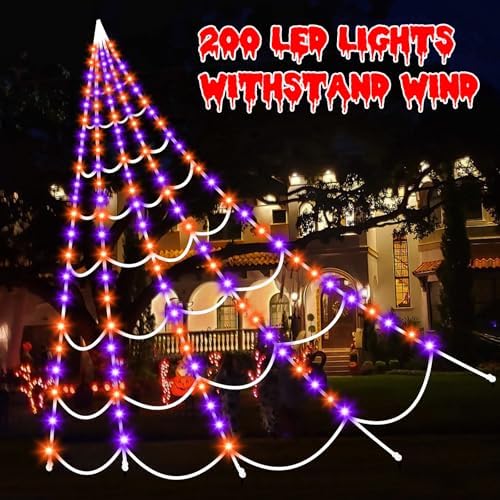 Halloween Decorations Outdoor Spider Web: Giant Light Up Spider Web Decor