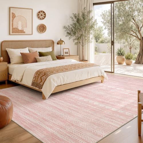 Nakagishi Boho 5x7 Pink Area Rug Living Room Rugs Machine Washable