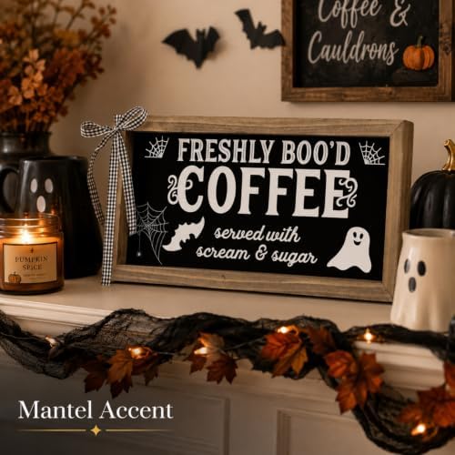 Halloween Coffee Bar Decor Freshly Booed Coffee Sign Wall Table
