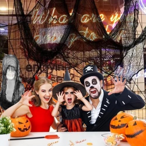 Niurui 400 x 39 inch Large Size Creepy Cloth Black Halloween Scary Spooky Cloth-Windows Doorways Gauze Cobweb Spider webs Decorations for Halloween Party Haunted House Decor