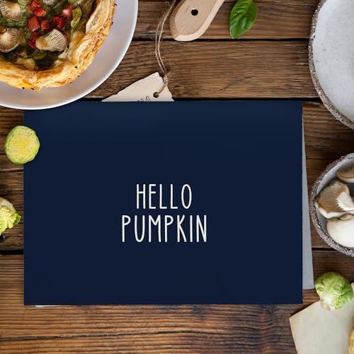 Fall Hello Pumpkin Kitchen Towels and Dishcloths Sets of 2, Navy Blue Pumpkin Fall Decor Decorations Dish Hand Tea Towels Gifts for Bathroom Kitchen, Autumn Aesthetic Fall Decor, 16x24 Inch