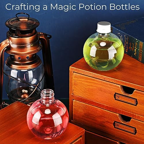 Jinei 15 Pcs 6 oz Spherical Plastic Potion Bottles, Aluminum Cap, Silver