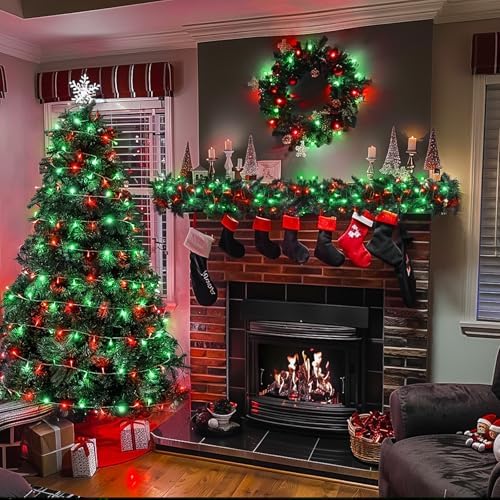 JMEXSUSS 163ft Clear Wire 500 LED Red and Green Christmas Lights