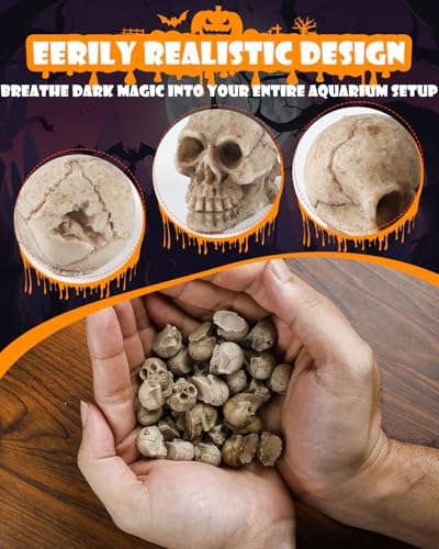 Uniclife 20 Pcs Halloween Mini Skull Decorations, Halloween Fish Tank Decor, Realistic Resin Mini Skulls Figurines for Party Crafts Bar Home, Vase Fillers, Miniature Skeleton Head Table Decor