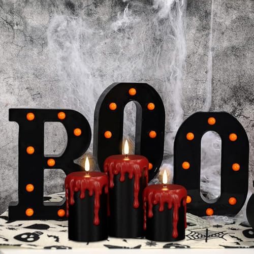 Black Halloween Flameless Candles Battery Operated with 6H Timer