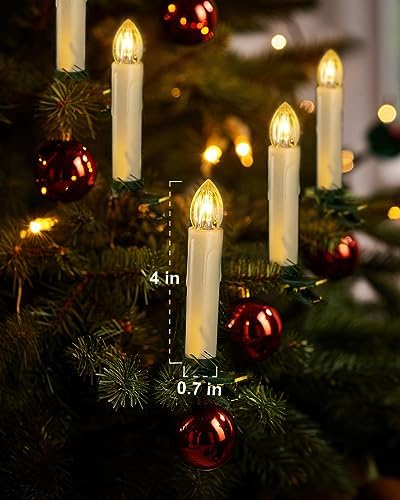 Raycare 20 Pcs Flickering Candles for Christmas Tree, Remote Christmas Tree Candles with Remote and Timer