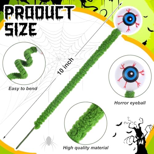 Wavwavw 12 Pcs Halloween Eyeball Picks 10 Inch Floral Pick,Green