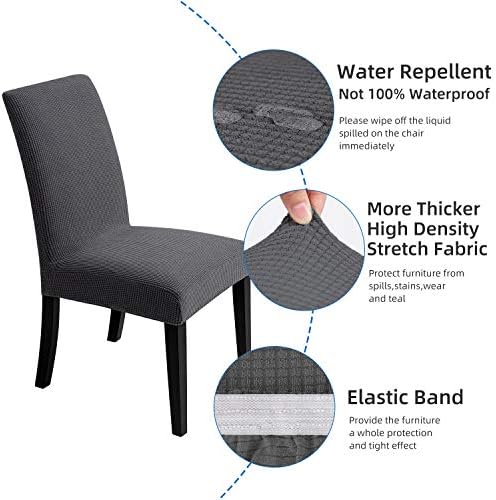 Chair Covers for Dining Room - Stretch Chair Slipcovers for Decorative Seat Protector Armless Removable Washable Elastic Dinner Universal Spandex Solid Chair Slip Covers Set(Dark Grey,4)
