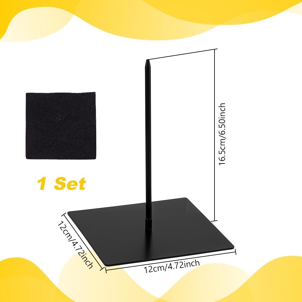 Metal Display Stand for Sculptures Artifact Statue Base Iron Holder / Black