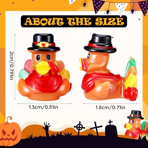 Suzile 50 Pcs Mini Resin Turkey Duck Figurines, Fall Decor 0.79 x 0.51 Inch