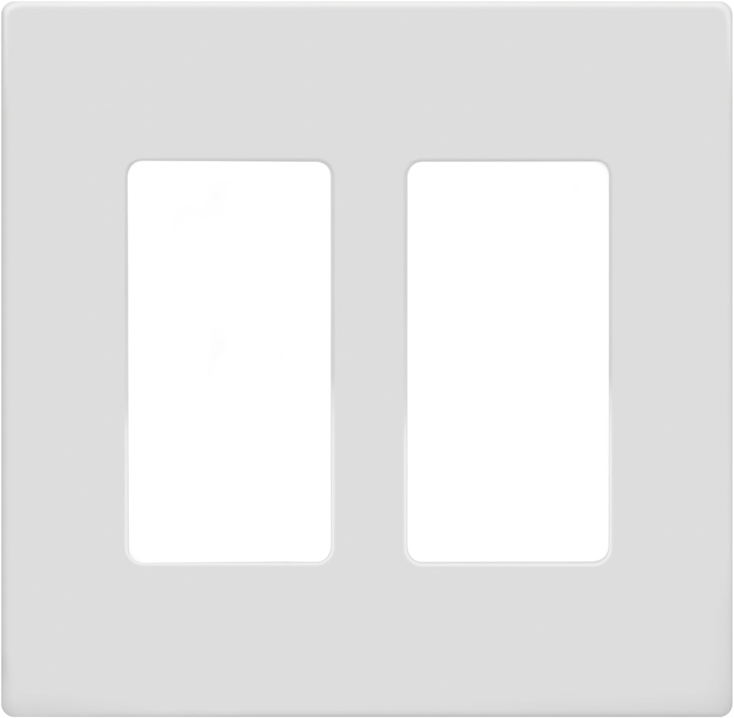 ENERLITES 2-Gang White Screwless Decorator Wall Plate Outlet Cover, 10 Pack | Size 4.68" x 4.73", Fits light