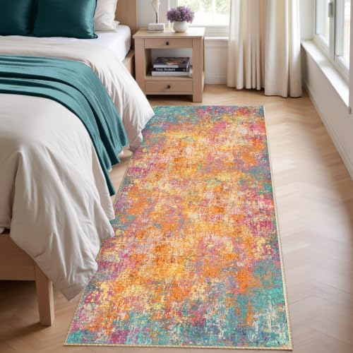 RELEANY Washable Runner 2'x8' Abstract Area Rug for Hallway Starlight
