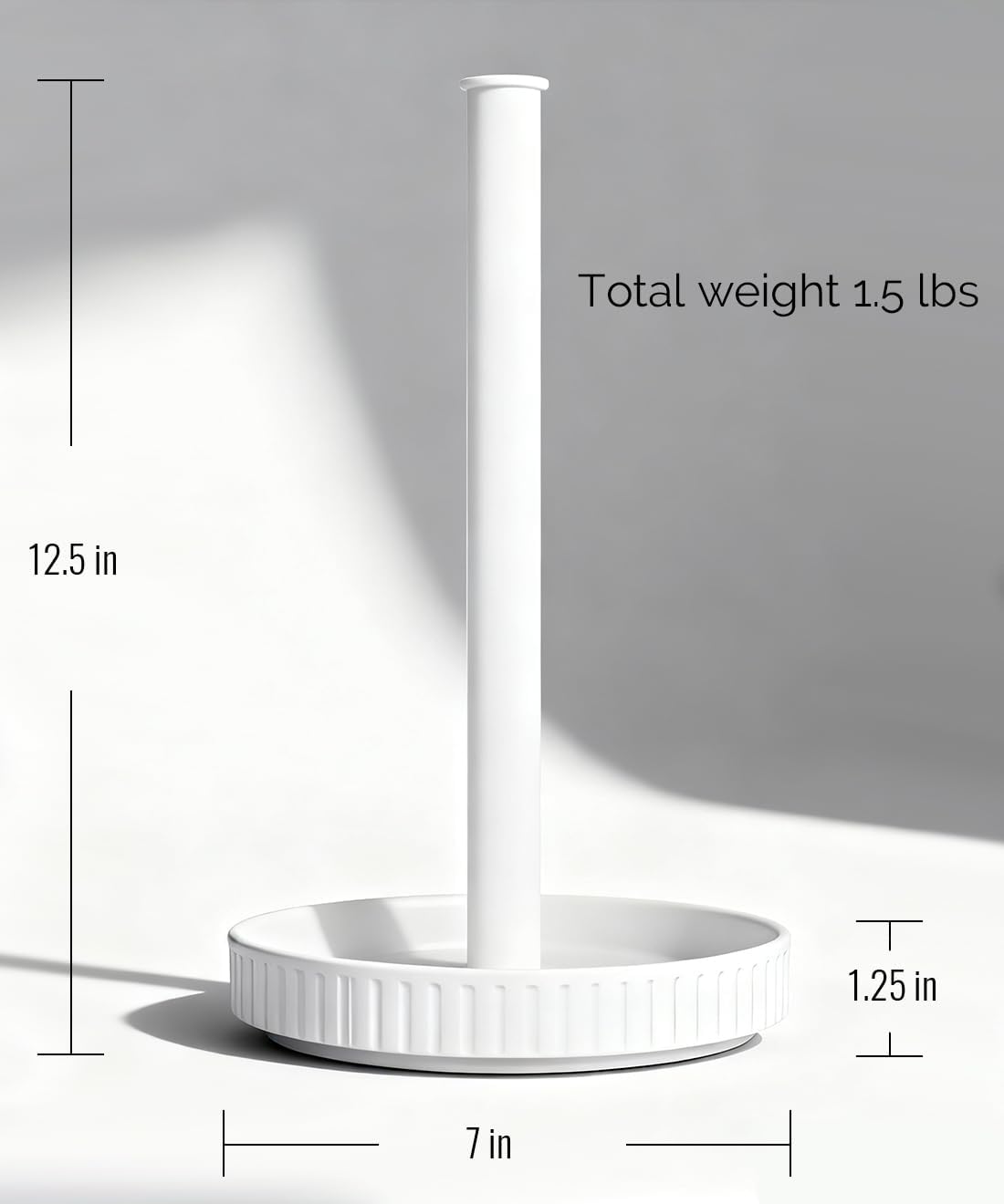 Paper Towel Holder, Ceramic Heavy Plate Base Wobble-Free, Roll Stand-White | Effortless Cleaning and Easy to Assemble