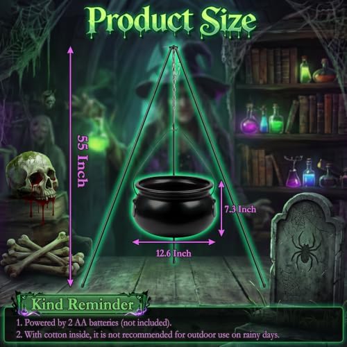 MEILIDY Halloween Decorations, Lighted Large Witches Cauldron with Tripod