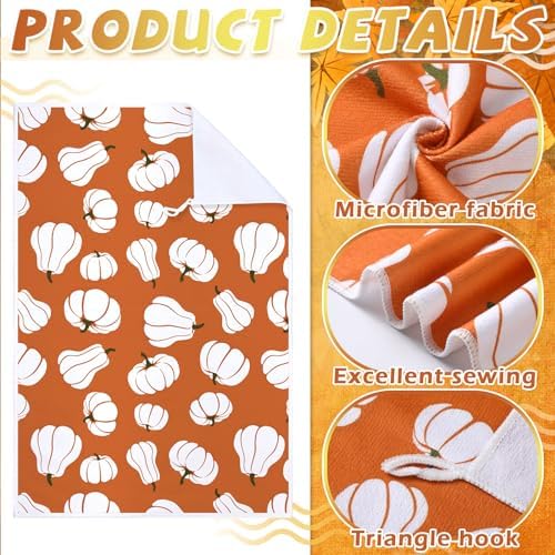 Geyoga Set of 6 Fall Kitchen Towels Autumn Dish Towels Orange Pumpkin Towel