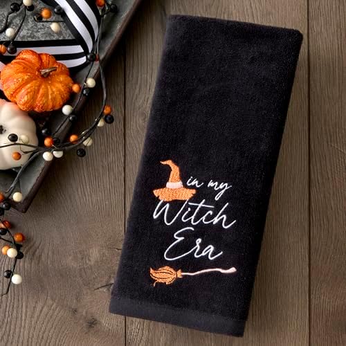 SKL Home Halloween in My Witch Era Hand Towel Set-2pc, 100% Cotton, Black