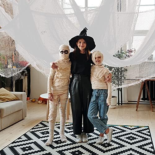 Watayo 500 x 39 Inch Large Size Halloween Spooky Cheese Cloth, Halloween White Scary Creepy Cloth, Windows Doorways Cover Gauze for Halloweens Haunted House Party Decor