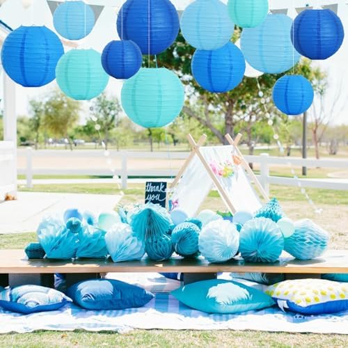 BEISHIDA Sea Mix Paper Lanterns 16Pcs 6/8/10 Inch Round Chinese Lamp
