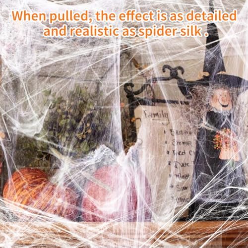 1000 sqft (0.67 Pound) Halloween Spider Webs Decor, Halloween Decorations with 60 Fake Spiders, Super Stretch Cobwebs Spider Webs for Holiday Indoor and Outdoor Party Supplies