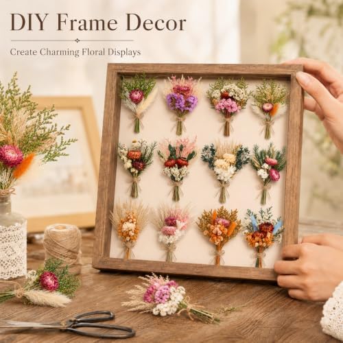 12/24PCS Handmade Dried Flower Bouquet with Stems Natural Dried Wildflowers 7.5” Mini Dry Flowers for Vase Farmhouse Decor, Wedding Styling, Photography Props, Gift DIY(24pcs, Gerbera Daisy)