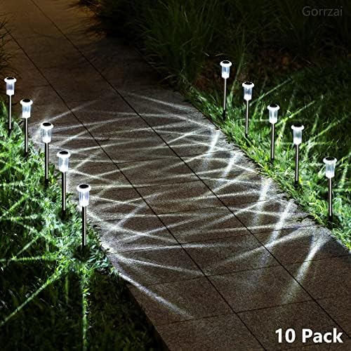 15 Pack Solar Pathway Lights Outdoor Waterproof, Cool White LED