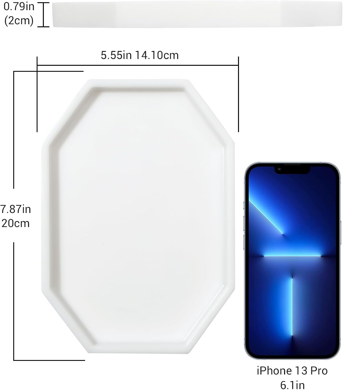 Vanity Tray / 8" Small Octagon Bathroom Vanity Tray / 7.9 x 5.6 x 0.7 / Milky White