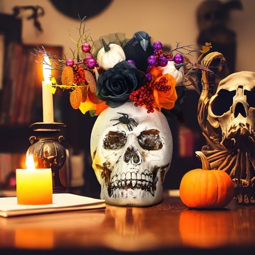 Daifunli Halloween Table Centerpieces Decorations, Skeleton Head Crow