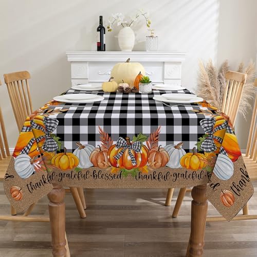 Thanksgiving Tablecloth 60x84 Inch - Fall Decor Fade Resistant