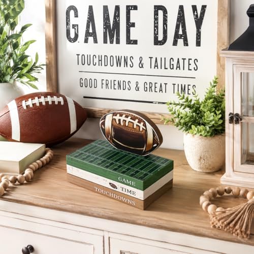 Smile Fall Wooden Decor Signs Football FALL Y'ALL Tiered Tray Tabletop Signs for Autumn Harvest Thanksgiving Game Day Decor