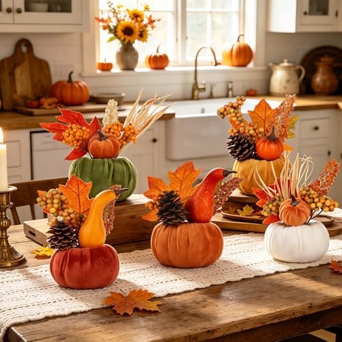 5PCS Fall Thanksgiving Pumpkins Decor for Autumn Home Indoor Decorations