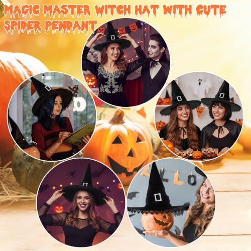 JUSTOTRY Witch Hat for Women - Halloween Women Costume Black