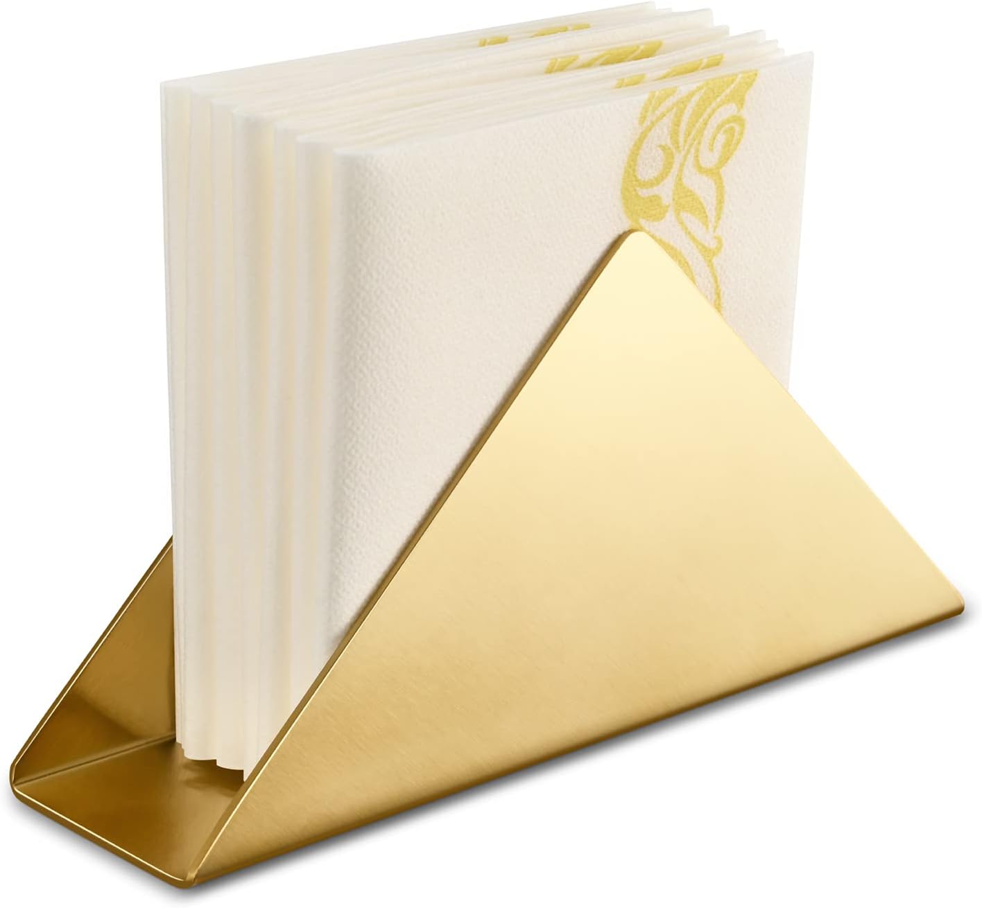 Modern Triangle Cocktail Napkin Dispenser Organizer / Gold