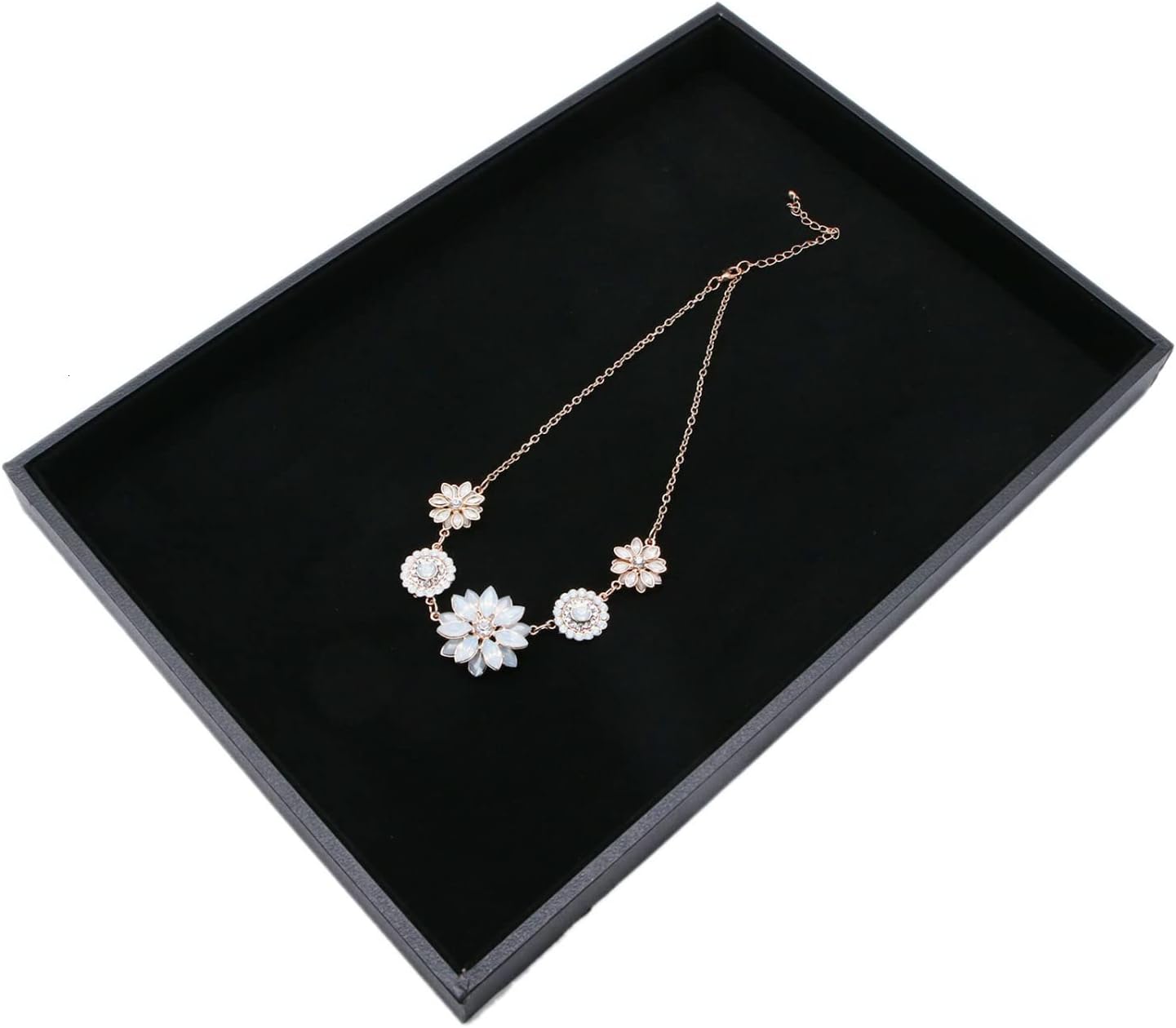 Velvet Stackable Jewelry Tray Showcase Display Stackable Necklace Bracelet Ring Showcase / Black