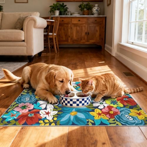Floral Outdoor Rug - 28"x43" Front Door Mat Indoor Outside Entrance