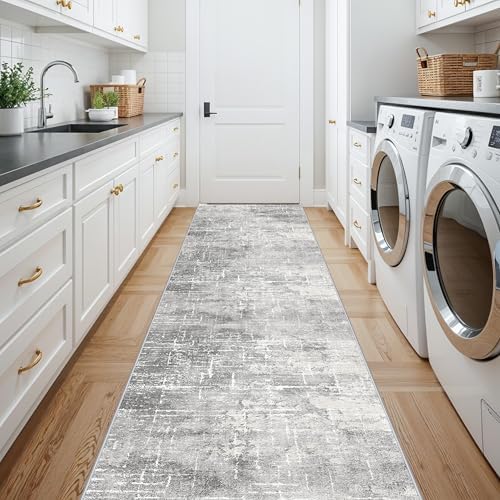 2'6x14 Abstract Kitchen Area Rugs: Farmhouse Washable Non-Slip Long Hallway Rug Soft Stain-Resistant Entryway Bathroom