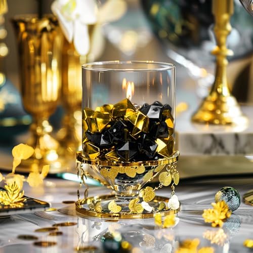 160 Pcs Black Gold Faux Diamond Vase Fillers Wedding Party Table Scatter