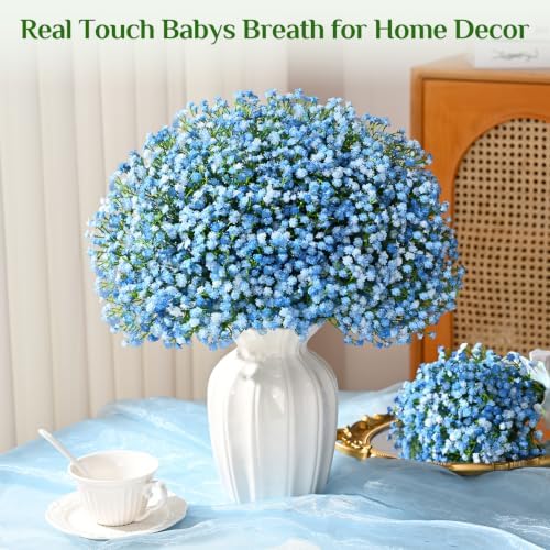 100 Pcs Baby Breath Flowers Artificial Bulk, Blue Babys Breath Fake Flowers