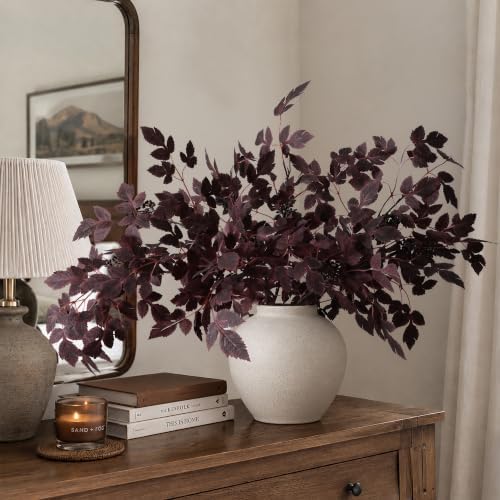 HyeFlora Artificial Cimicifuga Plant Leaf Spray Stems 4PCS Fake Greenery Branches 28.7 in Faux Leaves Real Touch Silk