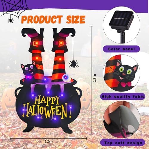 Halloween Lighted Garden Flag, Witch Feet Yard Decor, 12x18 in